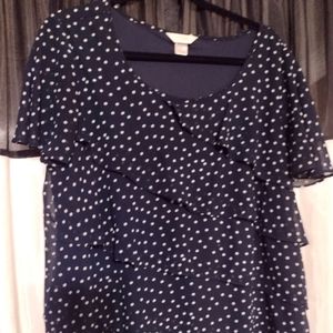 Used CJ Banks polka dot frilly blouse